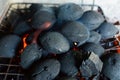Pile of charcoal, barbeque preparation Royalty Free Stock Photo
