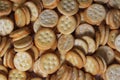Pile of Cheese Sandwich Snack Crackers Close up Royalty Free Stock Photo