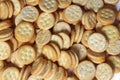 Pile of Cheese Sandwich Snack Crackers Close up Royalty Free Stock Photo