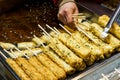 A pile of cherryThe handmade fish cake at the Traditional Market in south korea