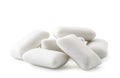 Pile of chewing gum pads close up on a white. Isolated.