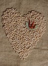 Pile of Chickpeas in Shape of Heart With Bay Leaves and Peppers Royalty Free Stock Photo