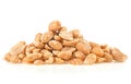 Pile of chili spicy peanuts isolated on white background. Paprika roasted peanuts. Spicy peanuts Royalty Free Stock Photo