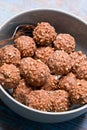 Chocolate nut clusters in a bowl Royalty Free Stock Photo