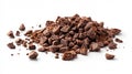 Pile of chocolate chunks on white background Royalty Free Stock Photo