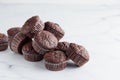Pile of chocolate muffins Royalty Free Stock Photo