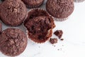 Pile of chocolate muffins Royalty Free Stock Photo