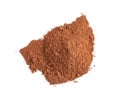 Pile of chocolate protein powder on white, top view Royalty Free Stock Photo