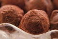 A pile of chocolate truffles