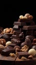 A pile of chocolates and nuts are on a table Royalty Free Stock Photo