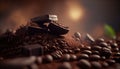 a pile of chocolates sitting on top of a pile of coffee beans. generative ai