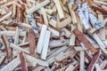 A pile of chopped birch wood. Firewood and biofuels Royalty Free Stock Photo