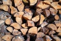 Pile of chopped fire wood prepared for winter. Royalty Free Stock Photo