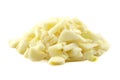 Pile of chopped garlic isolated on a white background. Finely chopped garlic on a white background. Sliced garlic cloves on a Royalty Free Stock Photo