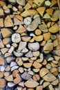 Pile of chopped stacked firewood