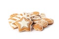 Pile of Christmas cookies on white background Royalty Free Stock Photo