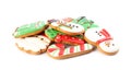 Pile of Christmas cookies on white background Royalty Free Stock Photo