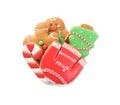 Pile of Christmas cookies on white background Royalty Free Stock Photo