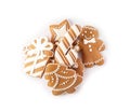 Pile of Christmas cookies on white background, top view Royalty Free Stock Photo