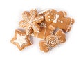 Pile of Christmas cookies on white background, top view Royalty Free Stock Photo