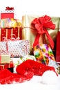 A pile of Christmas gifts in colorful wrapping Royalty Free Stock Photo