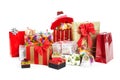 A pile of Christmas gifts in colorful wrapping Royalty Free Stock Photo