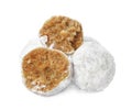 Pile of Christmas snowball cookies on white background Royalty Free Stock Photo