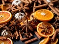 A Pile Of Cinnamon And Orange Slices. Generative AI