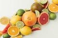 Pile of citruses whole and pieces Royalty Free Stock Photo