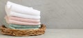 Pile of clean cotton bath towels