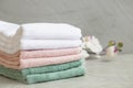 Pile of clean cotton bath towels