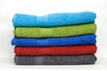 Pile of clean terry towels of different colors