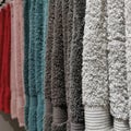 Pile of clean terry towels of different colors