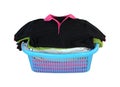 Pile of clothes in basket on white background (with clipping pat Royalty Free Stock Photo