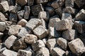Pile of cobble stones - pavement stone closeup