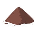 Pile of Cocoa Powder. Cacao isolated on white background. Vector illustration flat design Royalty Free Stock Photo