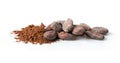 Pile cocoa powder isolated on white background Royalty Free Stock Photo