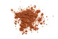 Pile of cocoa powder isolated on white background. Top view. Flat lay Royalty Free Stock Photo