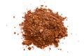 Pile of cocoa powder isolated on white background. Top view. Flat lay Royalty Free Stock Photo