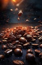 a pile of coffee beans on a black surface Royalty Free Stock Photo
