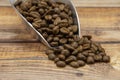 Pile of coffee beans on a table Royalty Free Stock Photo