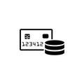 Pile Coins and Credit Card Flat Vector Icon