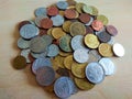 A pile of coins Money from around the world