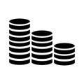 Pile coins money dollars silhouette style