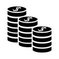 Pile coins money dollars silhouette style