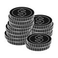 A pile of coins for reckoning in a casino. Gambling.Kasino single icon in black style vector symbol stock illustration.