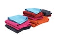 Pile of colored towels isolated on white background 3d without shadow Royalty Free Stock Photo