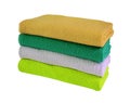 Pile of colored towels isolated Royalty Free Stock Photo