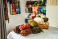 Pile of colorful balls of wool for weaving Royalty Free Stock Photo