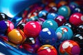 pile of colorful billiard balls close-up